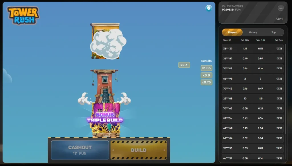 Screenshot del bonus Triple Build del gioco